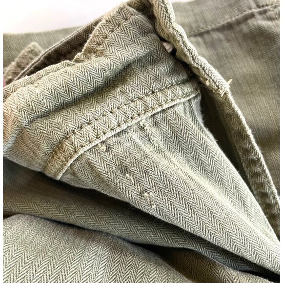 Free People Embellished Military Shirt Jacket Army Green Herringbone Jacket XS - Picture 6 of 8